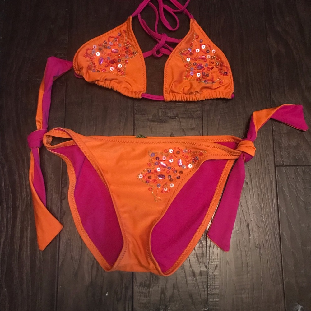 Orange and pink Bikini Swimsuit